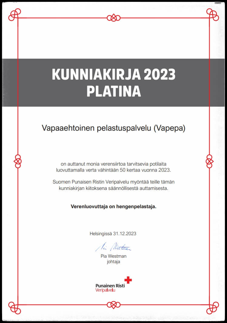 Platinakunniakirja Vapepa